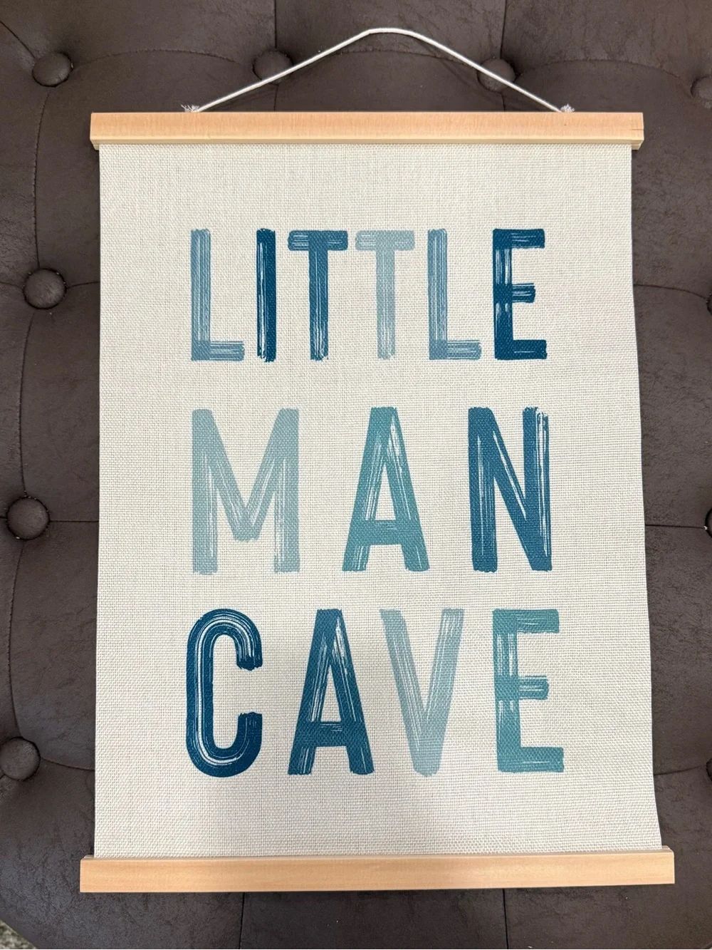 Little Man Cave Blue Canvas Wall Hanging - Home Wall Decor